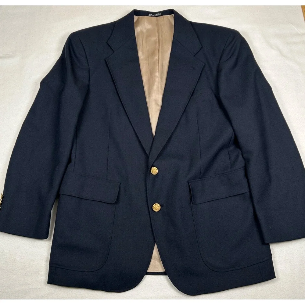 Vtg Arnold Palmer Blue Gold Button Executive Collection Blazer Men‎ Size 40S